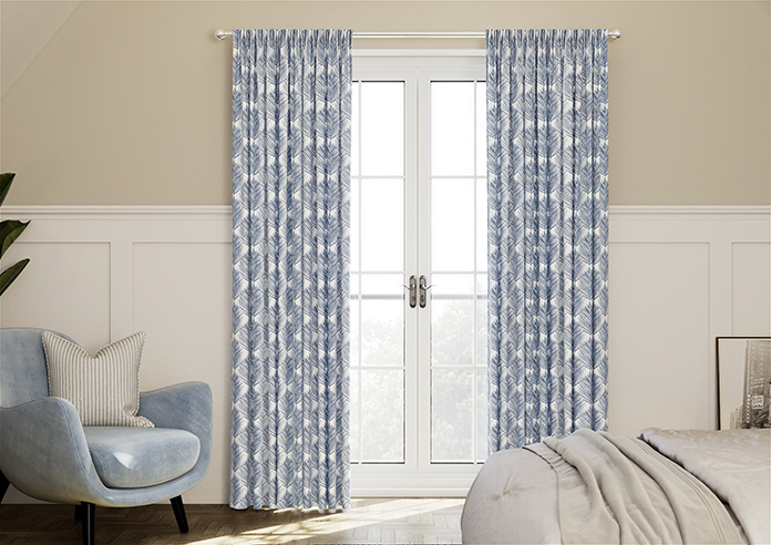 Gentle Palm, Navy - Made to Measure Curtains - Image 3